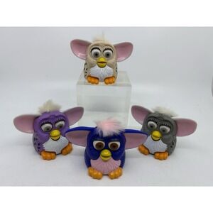 Lot of  (4) Vintage Furby McDonald's Happy Meal Toys 1998 Tiger Cheetah